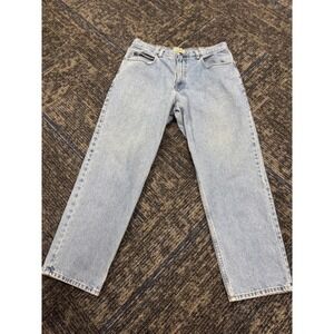 LL Bean Mens Relaxed Fit Straight Leg Light Wash Blue Denim Jeans 36x30 134770